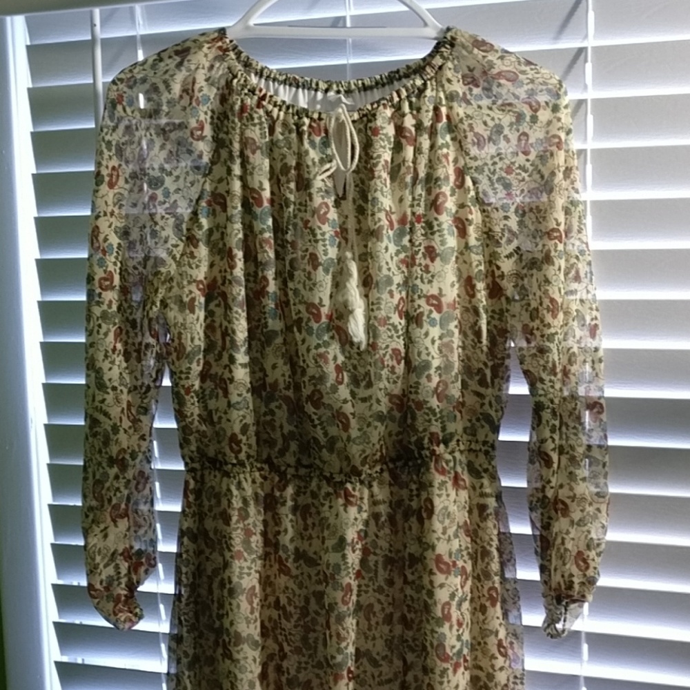 Summer dress , Bardot neck , tassle neck tie